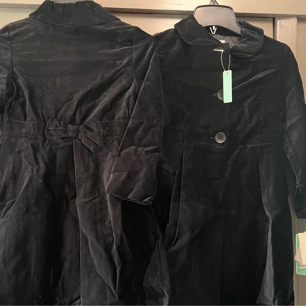 Copper Key Girls 6X Black Velvet Peacoat Holiday Dress Coat NWT (1)